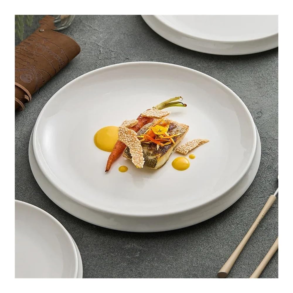 Platos llanos, vajilla de cerámica irregular para filetes, pasta y postre