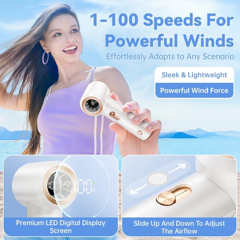 Portable Fan For Travel Mini: Small Pocket Handheld Personal Rechargeable Battery Operated USB High Speed Keeping Cool In Hot Weather Beach Gifts For Women (white) - Image 4
