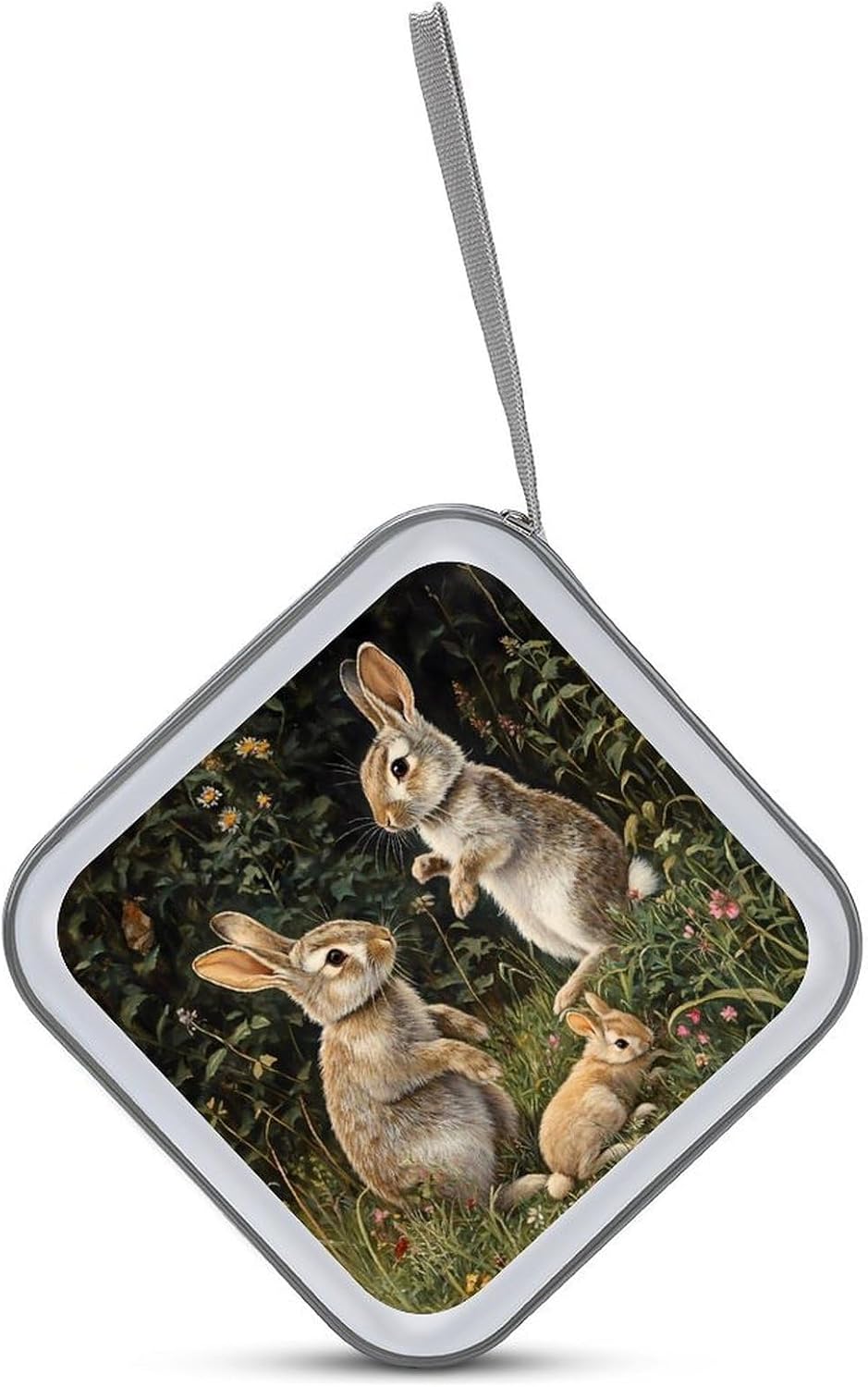 Rabbits Forests Bunnys CD Case DVD Storage Holder Binder 40 Capacity | protective,hard case,protable loop,travel car use,zippered closure