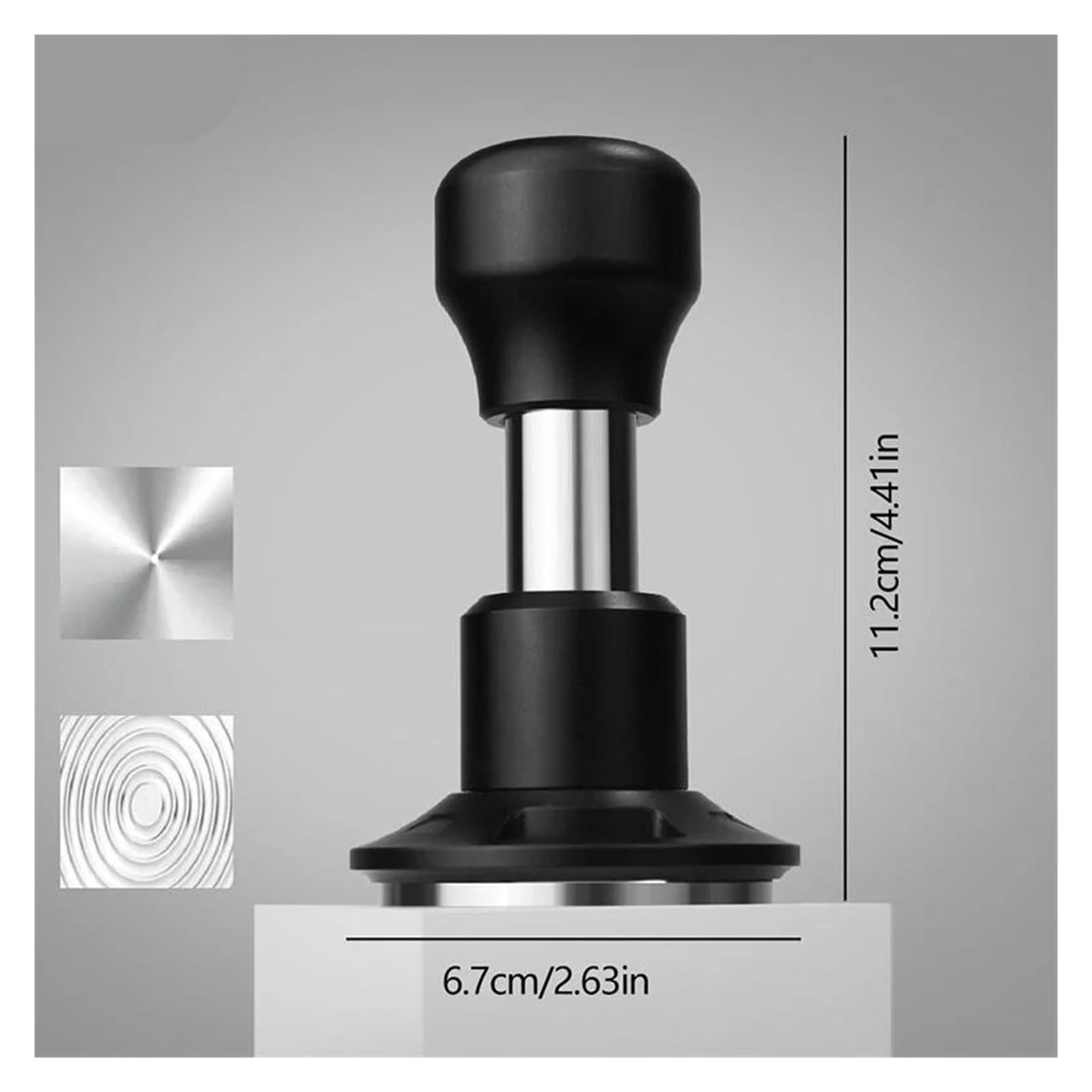 1 Uds. Tamper de café 51/53/58, 5MM, herramientas barista con resorte presión constante for tienda en casa(58MM Black,Thread bottom)