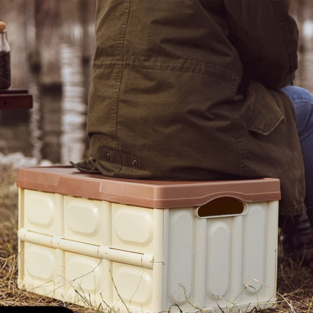 55L Tragbare GroßRaum-Holzabdeckung PP Faltbare Aufbewahrungsbox für CampingausrüStung Outdoor-Werkzeugkasten Dunkelgrün