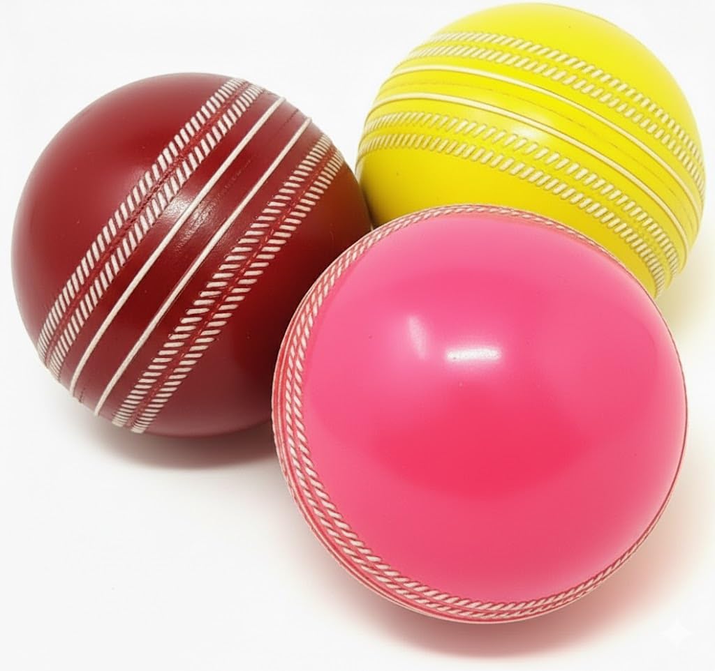 BodyFit Synthetic Rubber Premium T-20 Practice Cricket Ball/Wind Balls, Swing Ball for - Indoor & Outdoor Street & Beach Pack of 3, Mix-ColorA.-picture-35