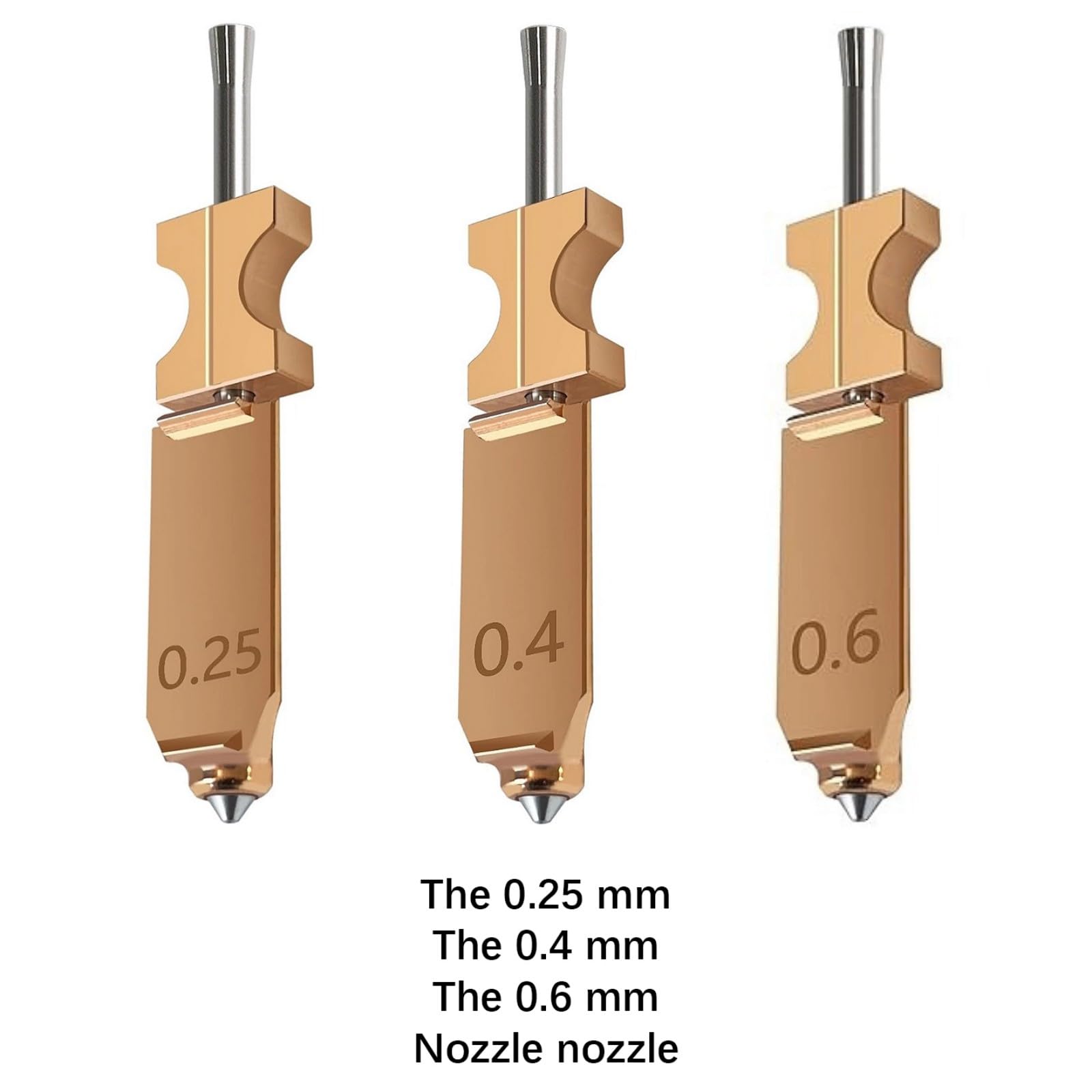 Juego de boquillas de impresión intercambiables, punta de metal, opción de diámetro múltiple, boquilla de separación rápida de 0,25, ,4, 0,6 mm