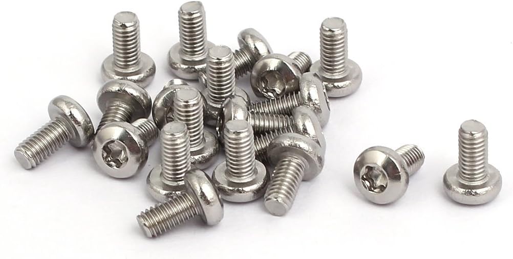 Sourcingmap M3x6mm 304 Stainless Steel Button Head Torx Screws Bolts T10 Drive 20pcs, Silver