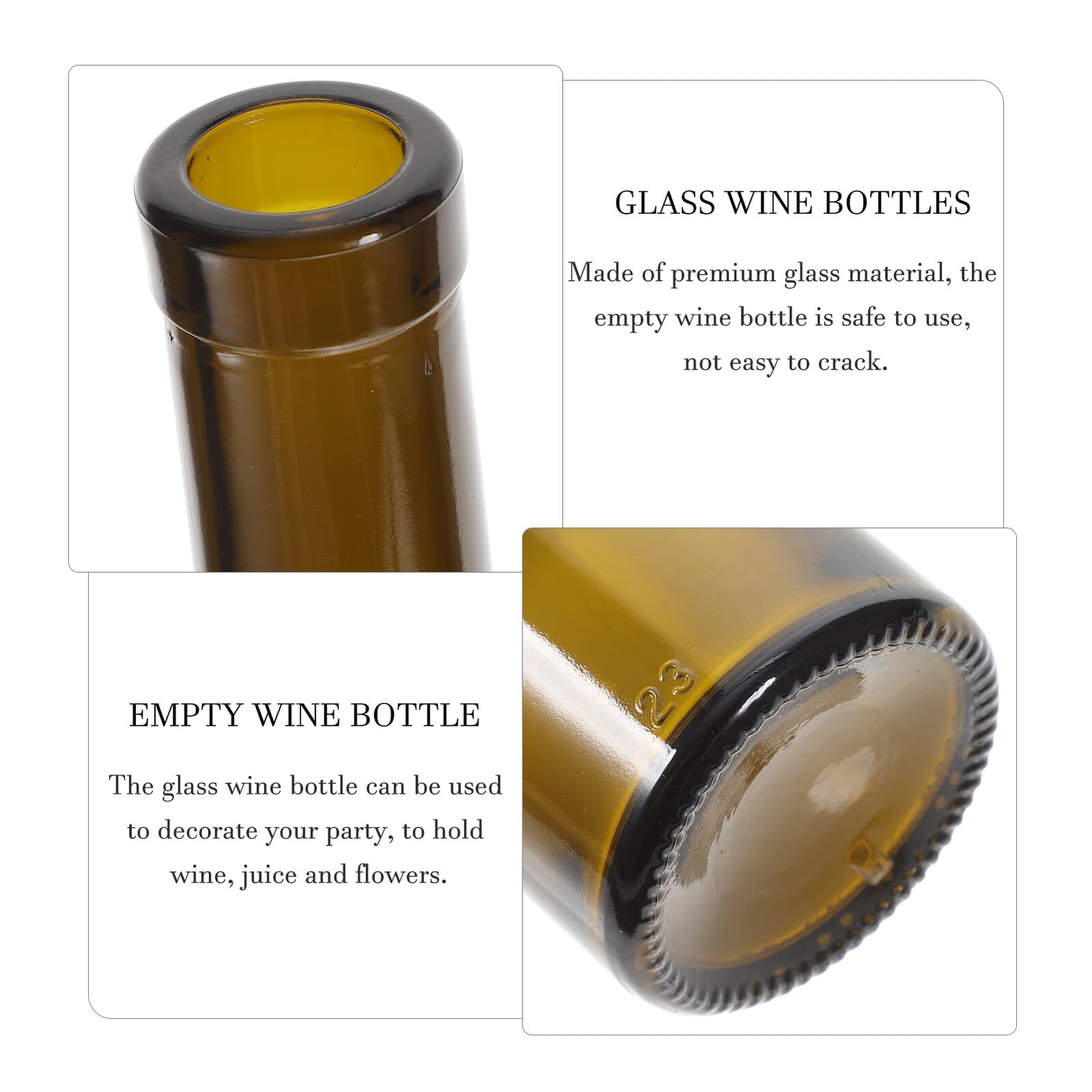 3pezzi Bottiglie di Vetro Vuote per Vino Bottiglie di Vino in Vetro Riutilizzabili Decorative Multifunzionali per Conservazione Bevande e Fiori