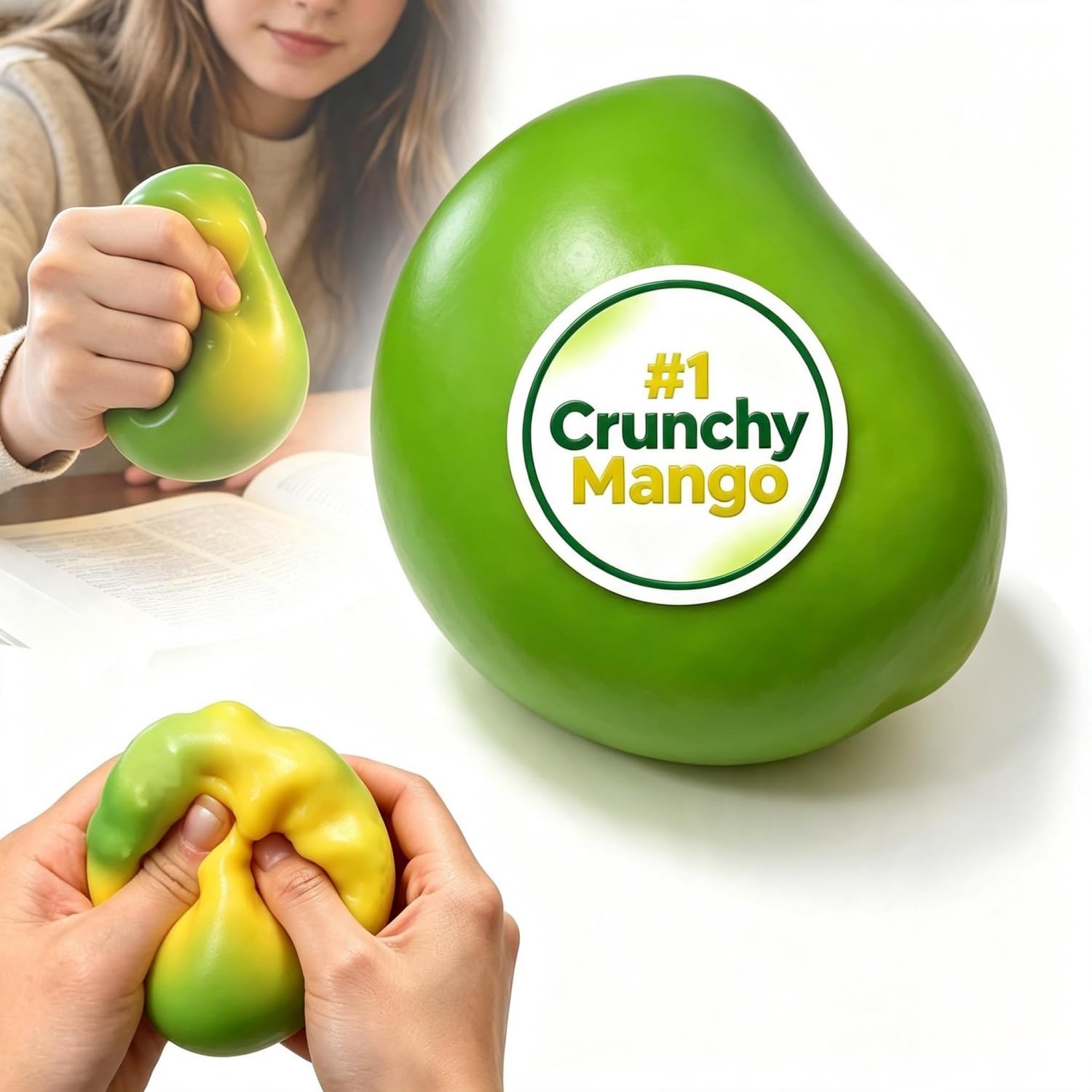 Crunchy Mango Squishy Asmr Stress Ball with Colorful Beads Filling — image 1