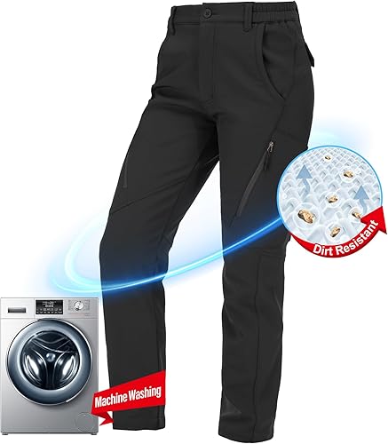 Miniatura 4 de Pantalones de nieve para mujer, para senderismo, esquí, invierno, con forro polar, softshell, repelente al agua, campamento, caminar