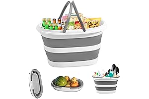 Collapsible Picnic Basket Plastic Toy Bucket Tub with Handle