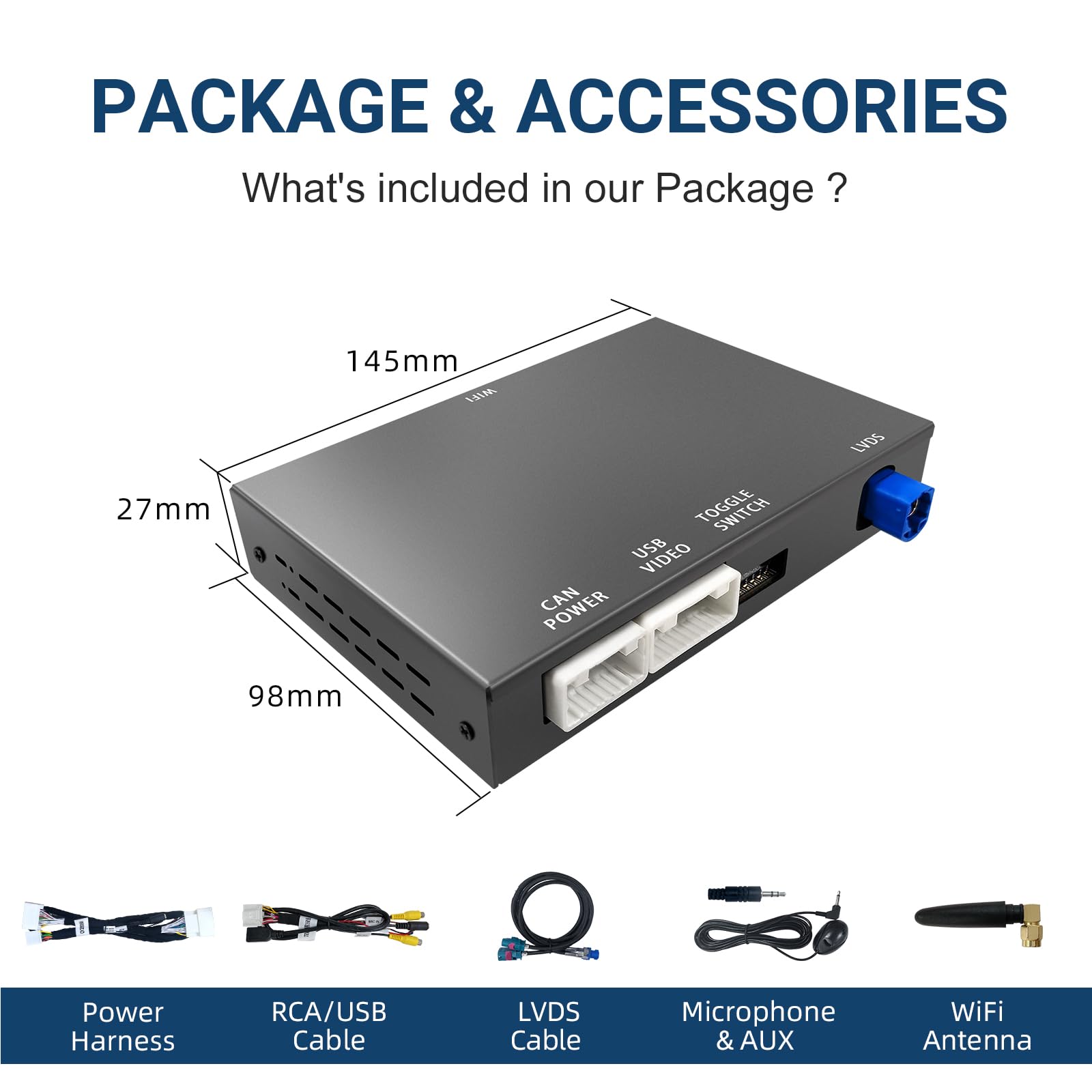 EZoneTronics Kit decodificador inalámbrico CarPlay y Android Auto para Fiat Freemont/Chrysler 300C/Dodge/Maserati, Plug & Play Adaptador CarPlay con SWC/WiFi/Bluetooth/Control por Voz/Navegación GPS