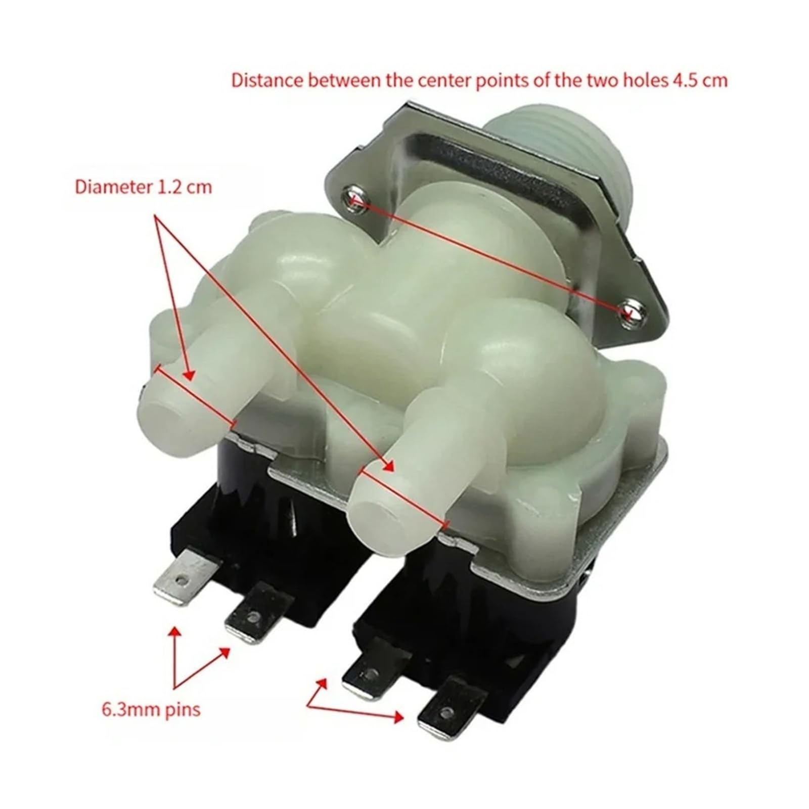 Compatible Con LG, Compatible Con Midea, FPS-180A Lavadora Válvula De Entrada De Agua Solenoide De 1 Entrada Y 2 Salidas Cabezal De Boquilla Doble, Válvula De Entrada De Agua For Lavadora