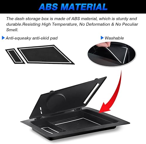 Miniatura 4 de FIILINES Caja de almacenamiento para tablero para VW Volkswagen Tiguan 2018-2024, organizador de consola central de tablero con soporte para