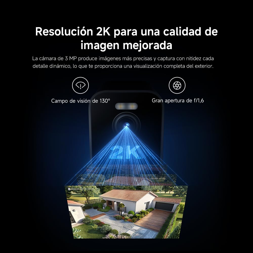 XIAOMI Outdoor Camera BW300, Cámara Exterior con batería de Larga duración, resolución 2k, IP67, Nocturna a Color, 130º, Blanco
