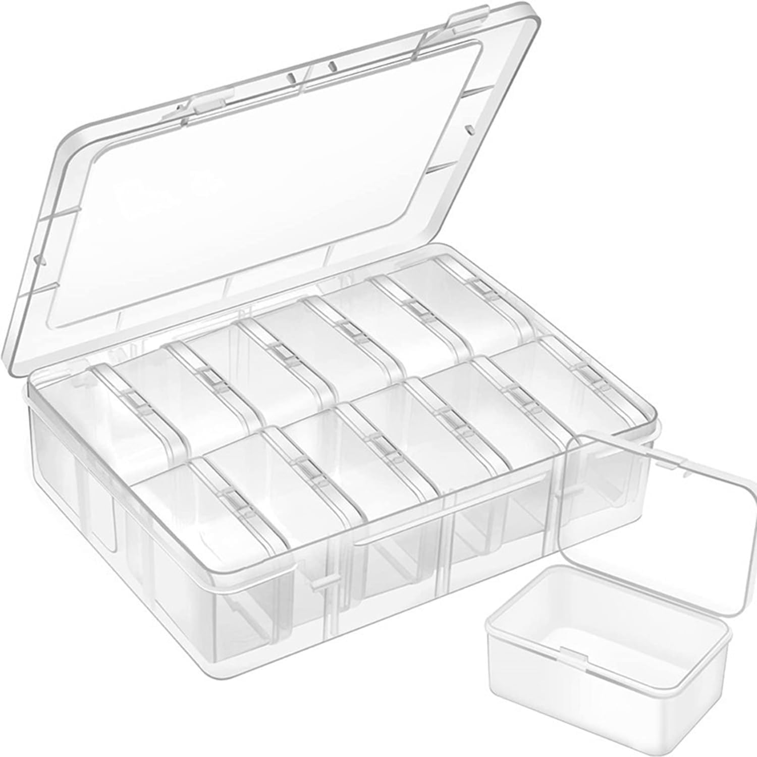 Small Bead Organizers, 12 Pieces Clear Plastic Storage Containers with Hinged Lid, Transparent Rectangle Boxes for Craft Supplies, Jewellery Making, 5.4x5.4x2cm Mini Cases-image-32