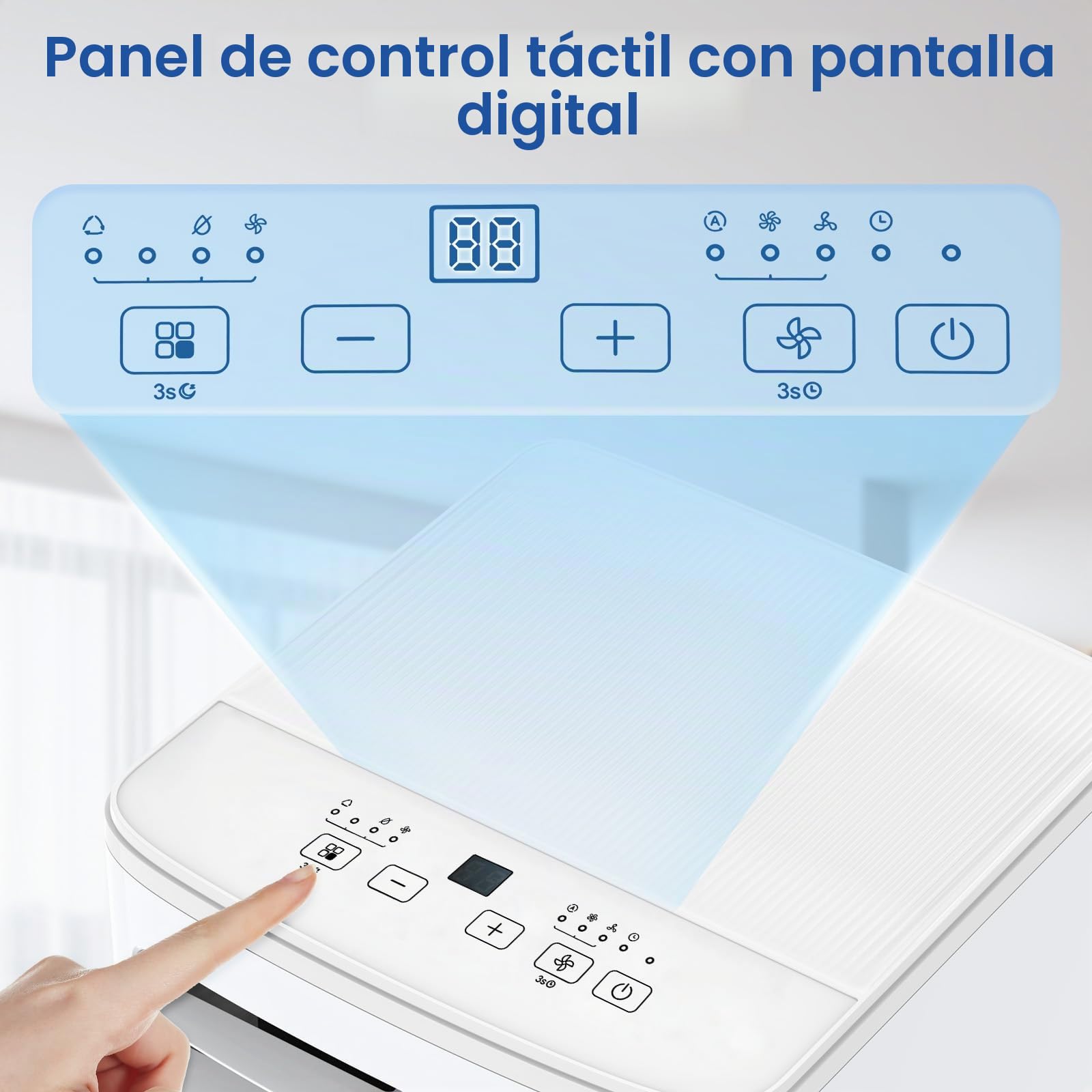 Electactic - Aire acondicionado portátil 8.050 BTU, ventilador deshumidificador de CA 3 en 1 con visualización LED, control remoto, silencioso, modo de reposo, ruedas de 360°, kit de ventana para