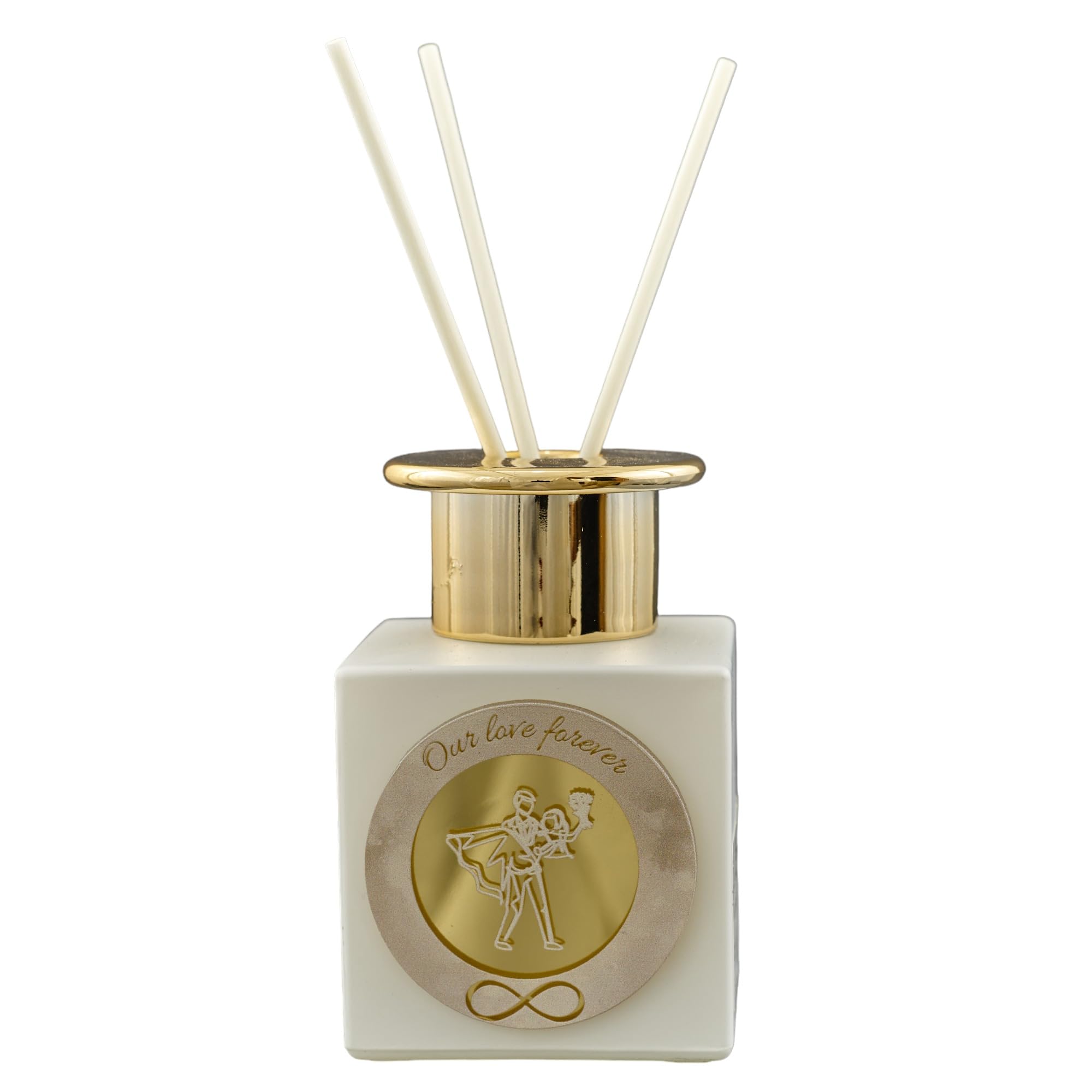 Doni Bomboniere Matrimonio 5PZ Diffusore Essenza con Sposi Innamorati Partecipazioni Utili 50 Anniversario Complete Wedding Idee Originali Economiche Eleganti Nozze Particolari Simbolo Infinito E