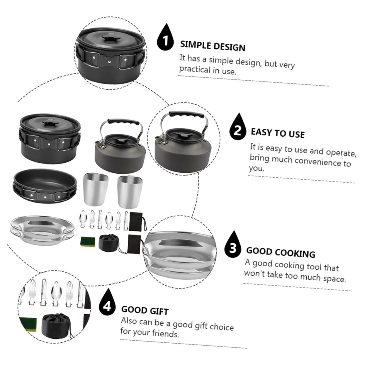 BESPORTBLE Cuisson pour Barbecue avec Plaque De Cuisson Et Vaisselles Pratique pour Camping Et Randonnée