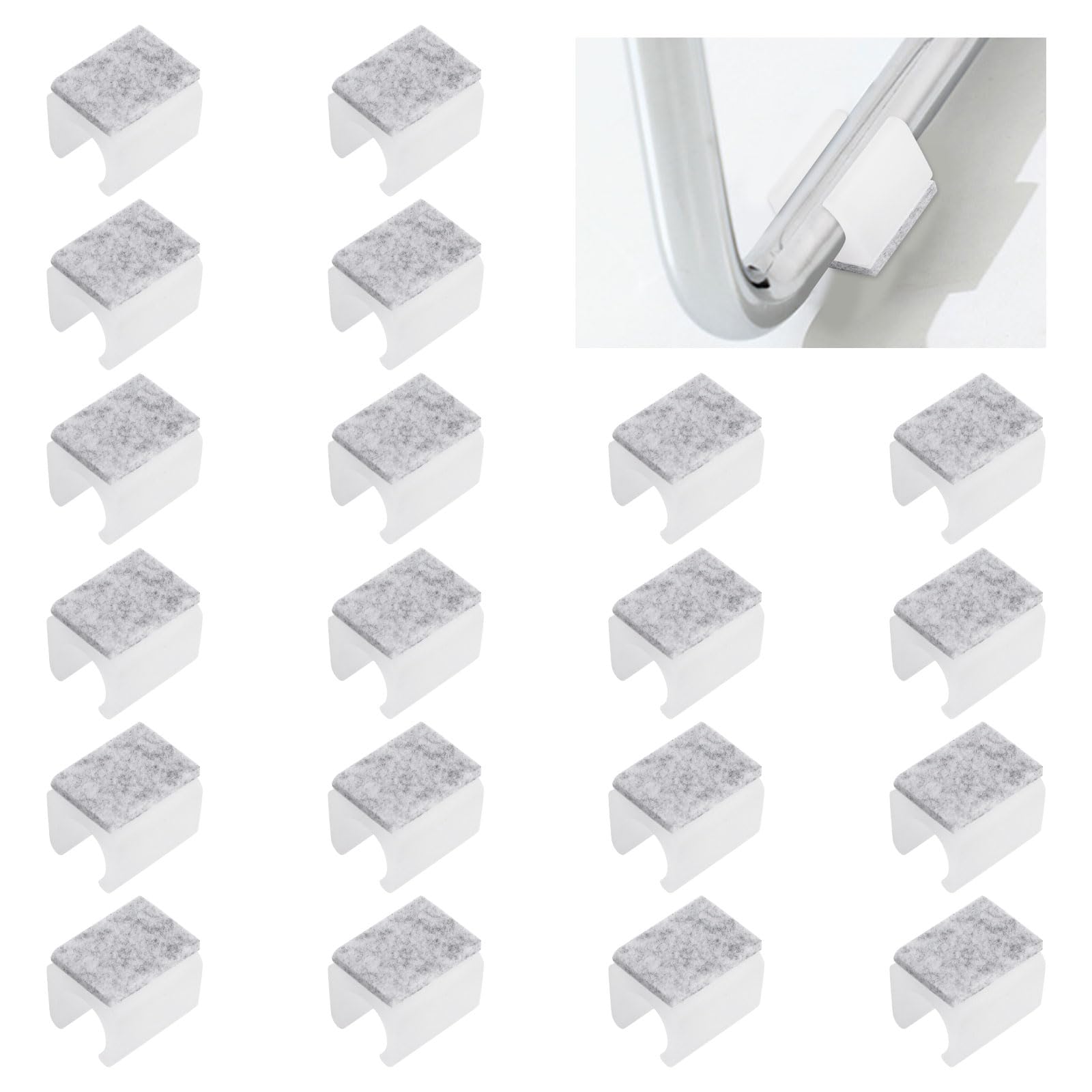 UFURMATE 20Pcs Chair Pads 15mm Plastic Chair Leg Floor Protectors with Felt Pads U Shaped Furniture Feet Protectors Non-Slip Rectangle Tubular Legs Caps (White) — image 1