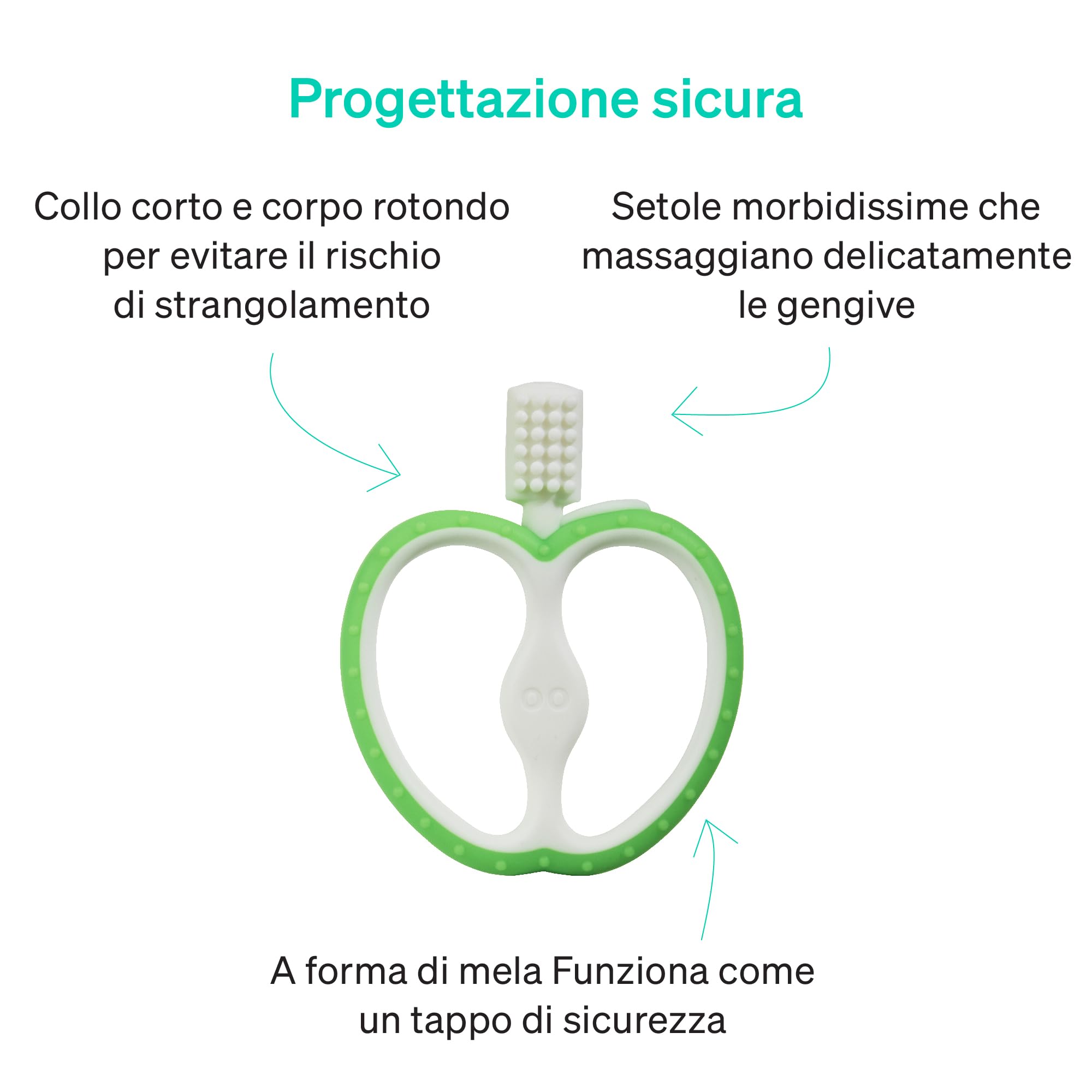 Massaggia Gengive Neonati Di Love Noobs, 4+ Mesi, Senza BPA, Giochi Dentizione Neonato, Spazzolino Da Denti Per Bambini, Giocattolo Da Mordere In Silicone, Verde