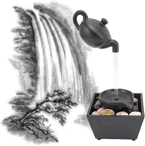 Fuente de escritorio, tetera flotante, fuente de agua USB de 5 V, alimentada por batería, fuente de mesa para decoración de oficina y dormitorio