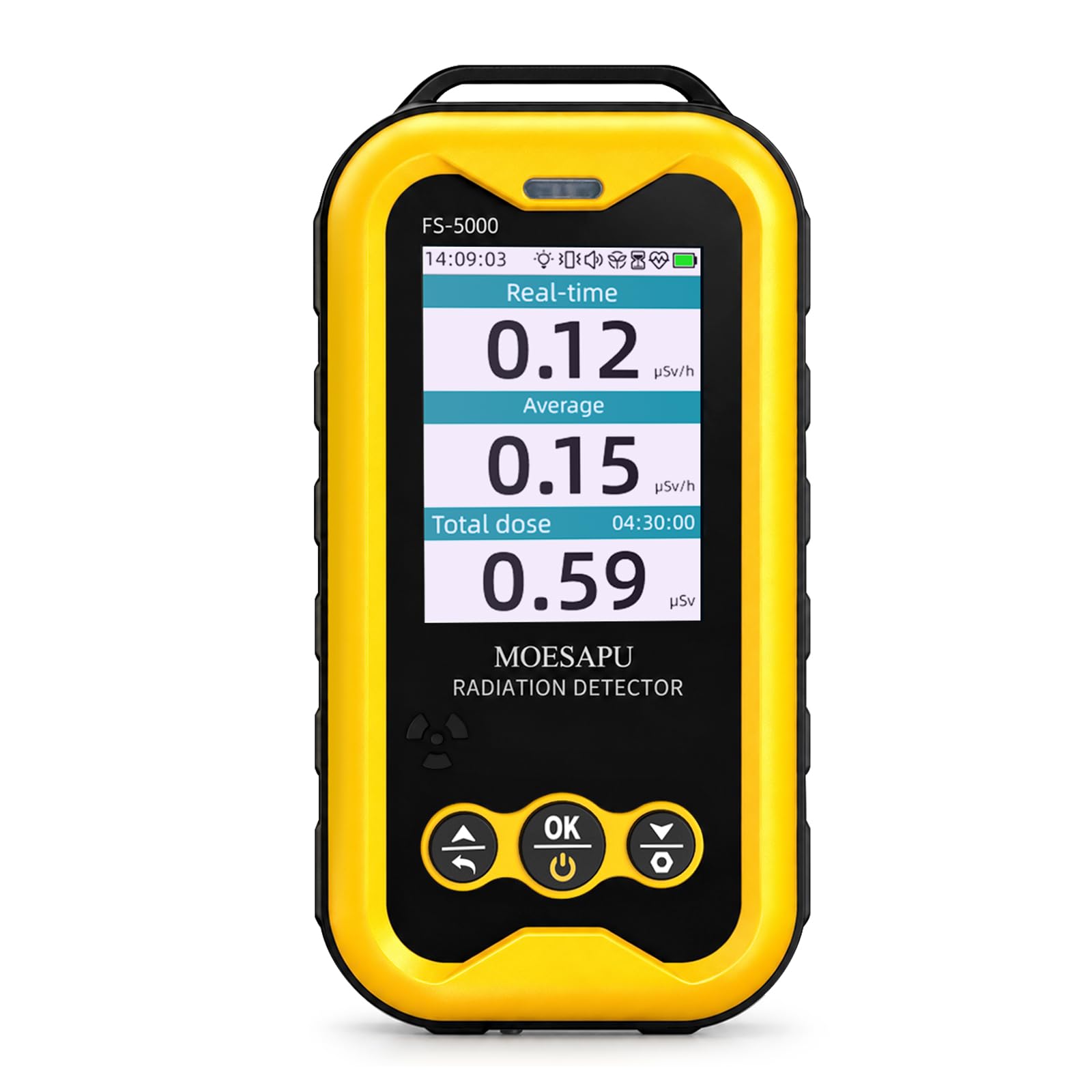 MOESAPU Geiger Counter Nuclear Radiation Detector, Rechargeable Handheld Radioactive Dosimeter with 2.4“ TFT Display GM Tube Detects X Ray Beta Gamma Portable Radiation Testing Device, FS5000 (Amber) — Amazon image 10