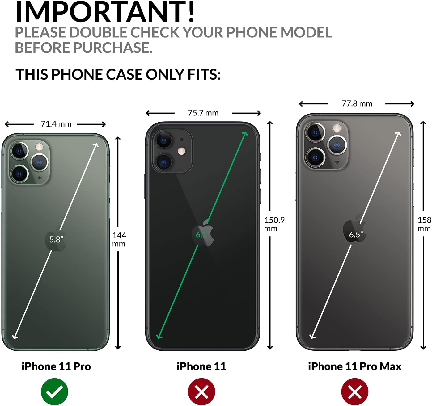 SURAZO Mobile Phone Case for iPhone 11 Pro, Premium Genuine Leather Protective Case with Stand Function, Card Slot, RFID Protection, Flip Wallet Case, Handmade for Apple iPhone 11 Pro (Costa Black)