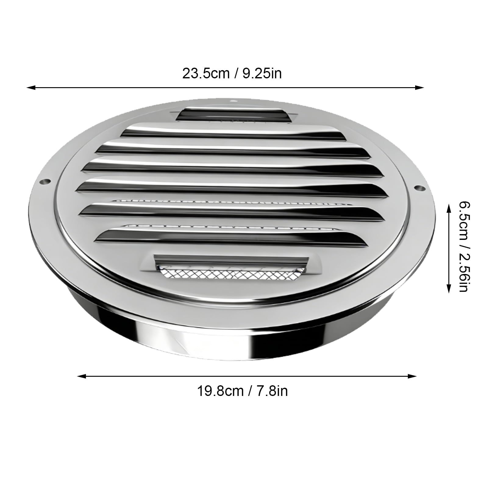 Ventola Rotonda per Soffitto con Lamelle Inclinate a 45° per | Acciaio Inossidabile, Diametro 200 Mm, Compatibile con Tubo Flessibile, Montaggio a Soffitto o Parete, Impermeabile e