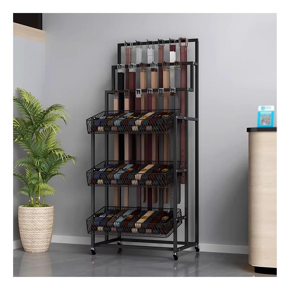 GRRICEPL Gürtelständer, Multifunktionaler Kleiderschrank-Organizer, Aufbewahrungs- Und Präsentationsständer für Krawatten, Schals, Tücher Und Accessoires(Schwarz,60x45x150 cm)
