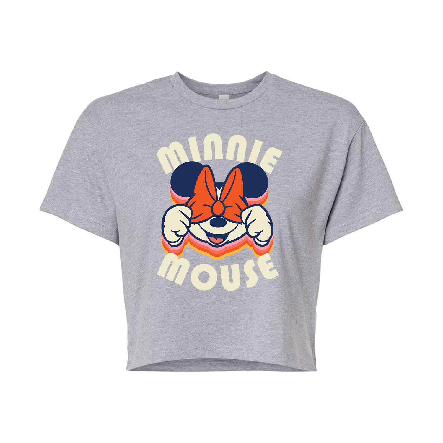 Disney Mickey & Friends - Minnie Black and White - Juniors Cropped Cotton Blend T-Shirt