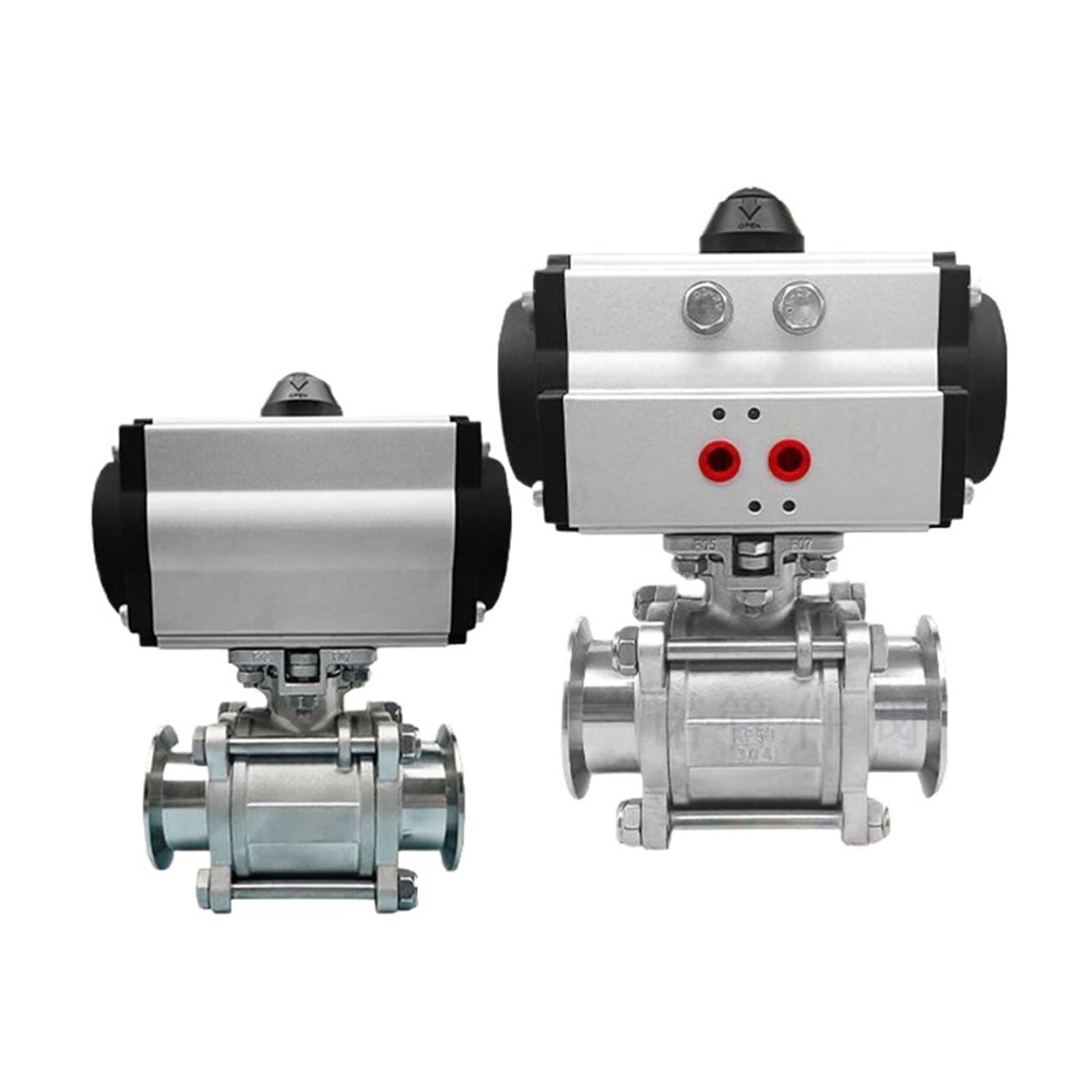 Vanne à bille DN40 inox fin des blocages grâce au vérin double effet