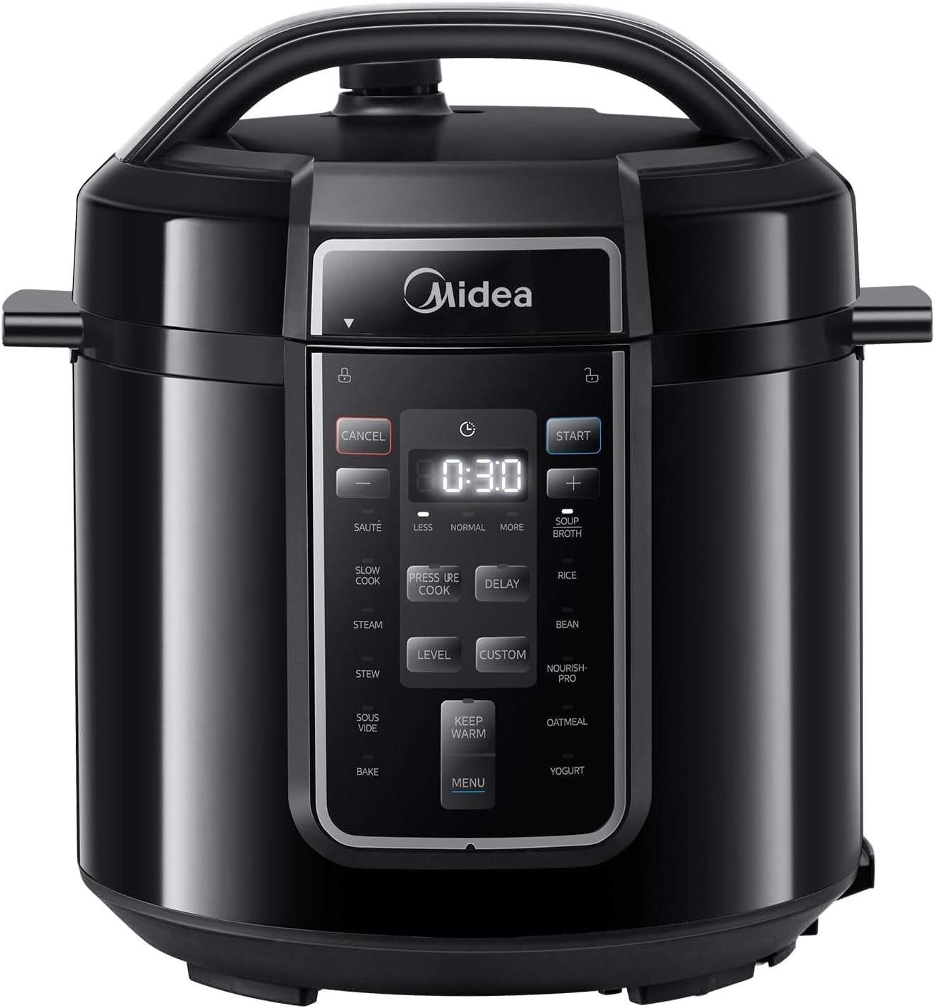Midea Elektrischer Schnellkochtopf 6L, 9-in-1 Multikocher mit 14 Funktionen, Joghurtbereiter, Reiskocher, Slow Cooker, Sous Vide, Dampfgarer, Nudelkocher, Edelstahl Innentopf, Schwarz