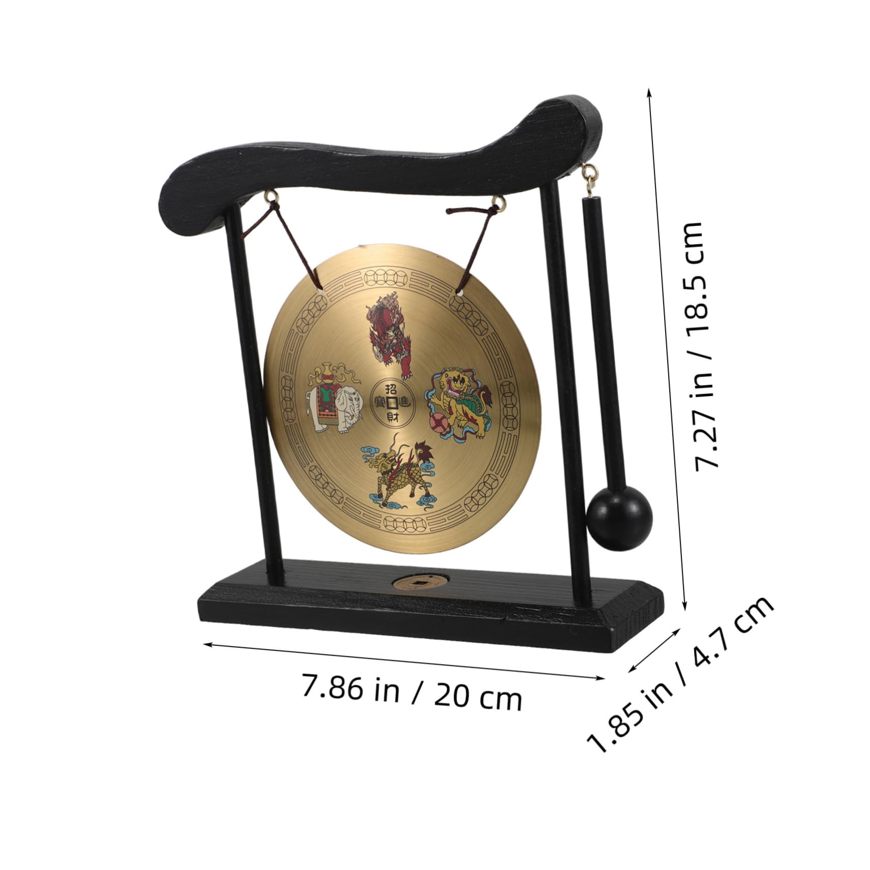Gong de Latón Feng Shui Vajra 1 Juego Dorado para Escritorio Oficina