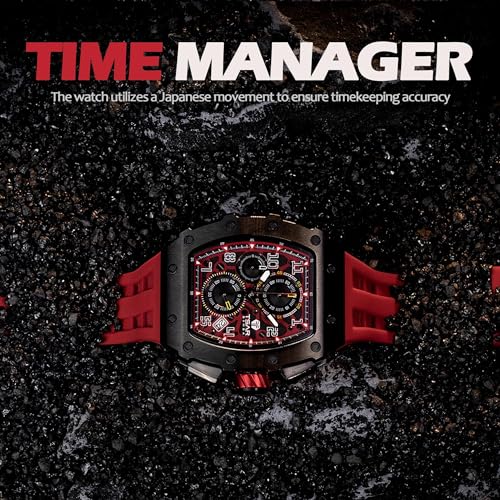 Image of TSAR BOMBA Mens Luxury Watch Watches for Men 50M Waterproof Japanese Quartz Movement Tonneau Stainless Steel Case Sapphire Glass with Chronograph Date Function Cool Unique Fashion Gift
