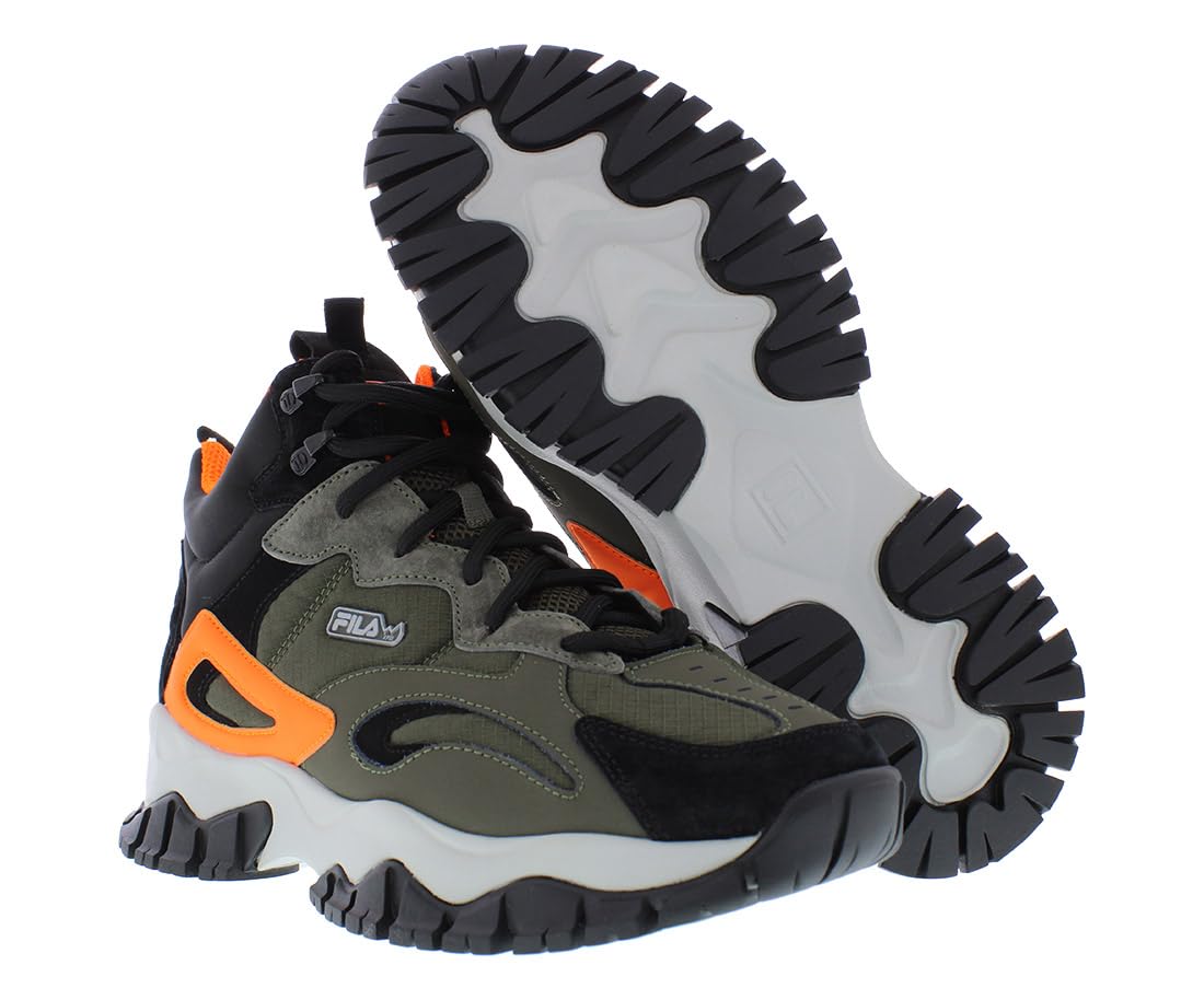 Fila Ray Tracer Tr 2 Mid Mens Shoes Size 10, Color: Olive/Black/Orange