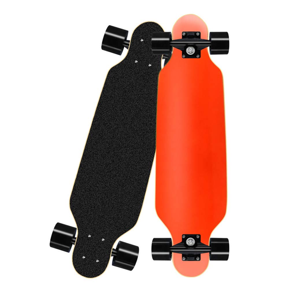 Patineta de 31 ", patineta Completa Cruiser 7 Layer Maple Double Kick Deck Tabla cóncava para Principiantes y Profesionales, Longboard de Color sólido,Rojo