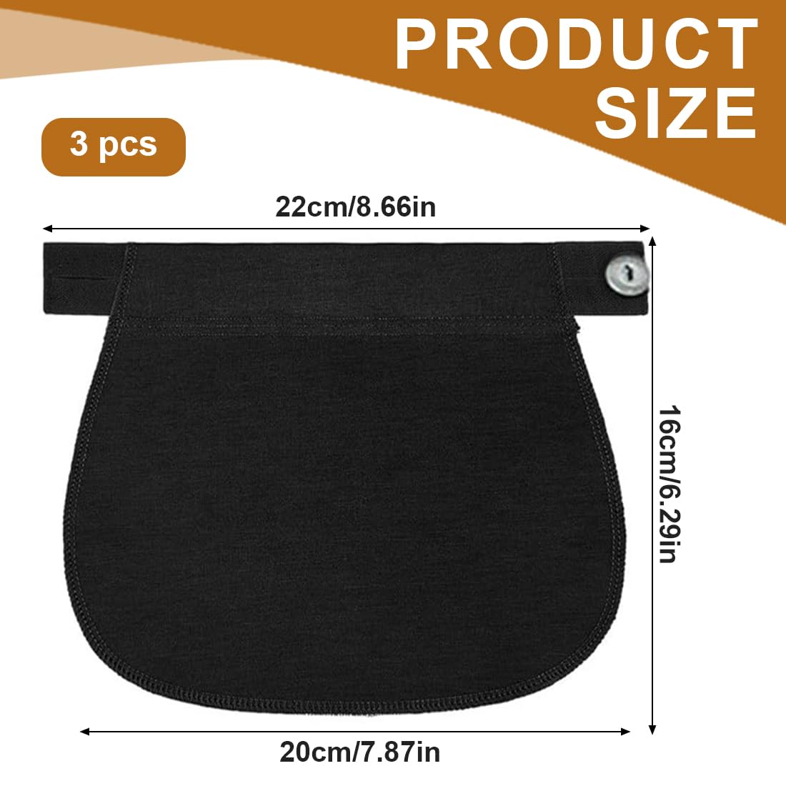 3 Estensori Cintura Premaman - Cotone Elastico, Grigio, Nero, Bianco - Foto 11