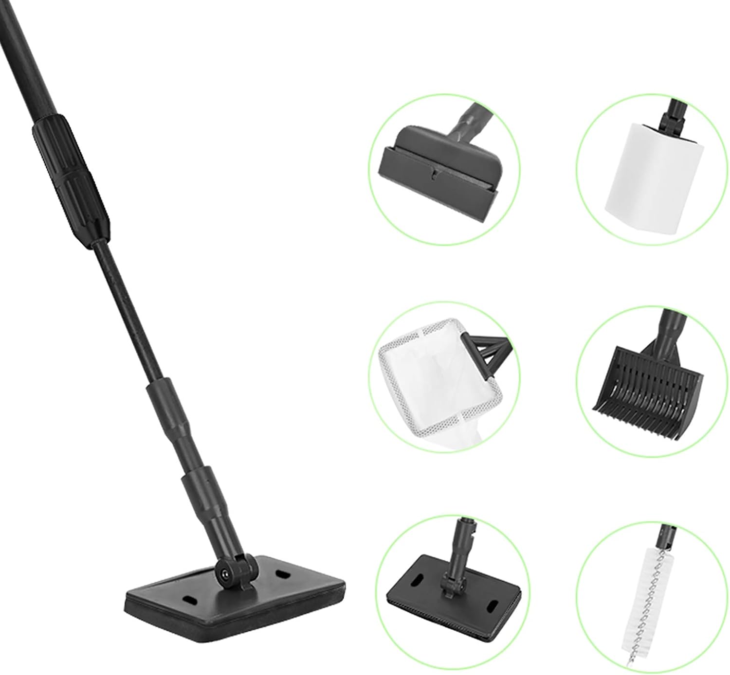 Seven Master 6 in 1 Aquarium Cleaning Tool Kit Fish Tank Brush Cleaner Set Telescopic Aquarium Cleaner for Freshwater and Marine