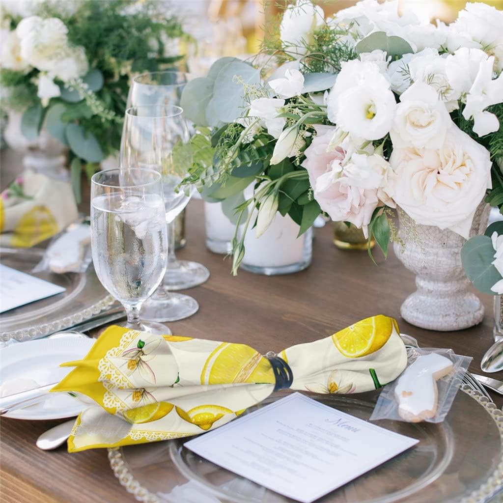 Lemon Yellow Pastoral Table Napkins Cloth Set Soft Handkerchief Wedding Decoration Banquet Dinner Napkins Cloth(8pcs)