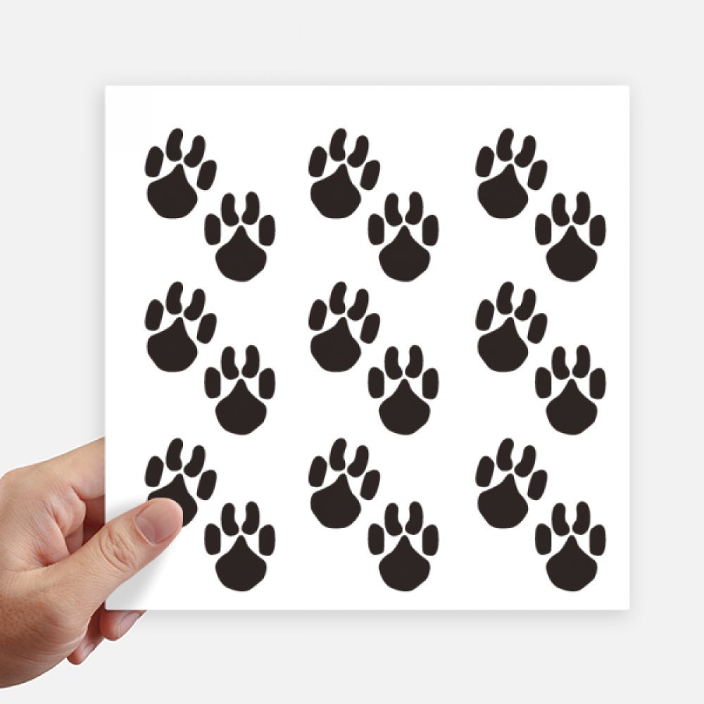 Autocollant carré 20 cm empreinte animal pour mur et valise x4