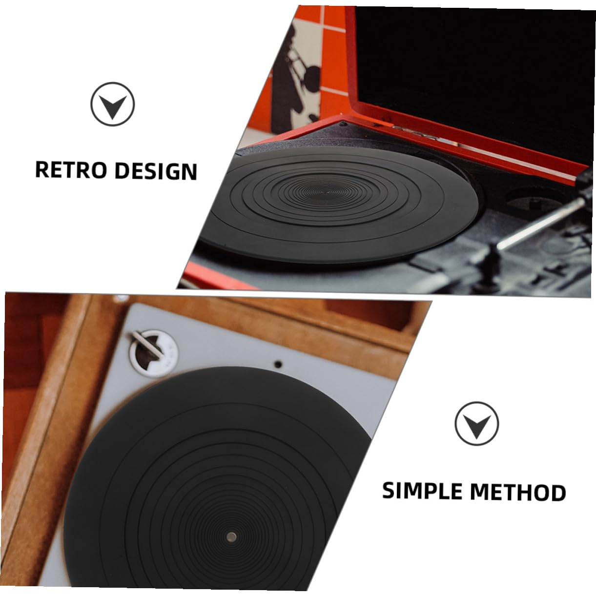 GALPADA 2 Pezzi Tappetino per Giradischi in Silicone Antistatico Nero, Mantiene Pulito e Stabile Piatto, Protezione Delicata per Dischi in Vinile, Accessorio Essenziale per Dj