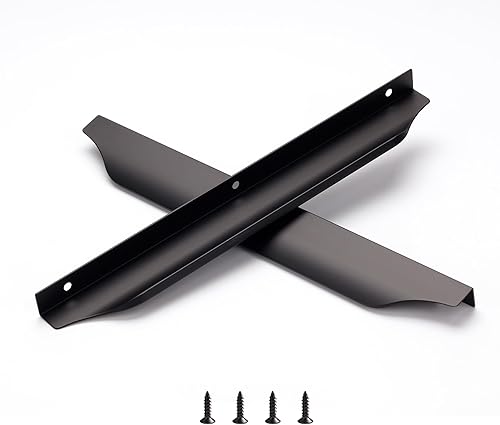 Satanga Tirador de lengüeta para los dedos de los bordes para armarios de cocina, tiradores ocultos de aluminio para puerta oculta, manija larga