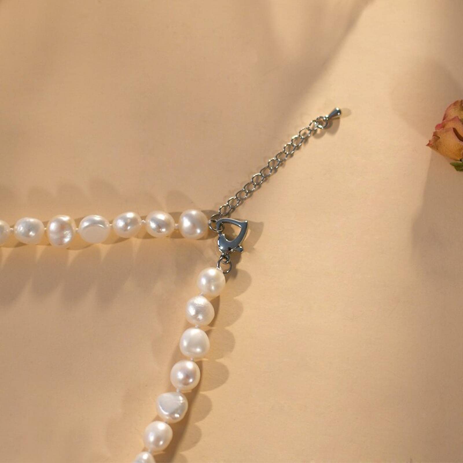 Gargantilla De Perlas Barrocas Naturales Blancas, Collar De Perlas De Agua Dulce Reales De 9-10mm para Mujer, Regalo De Moda