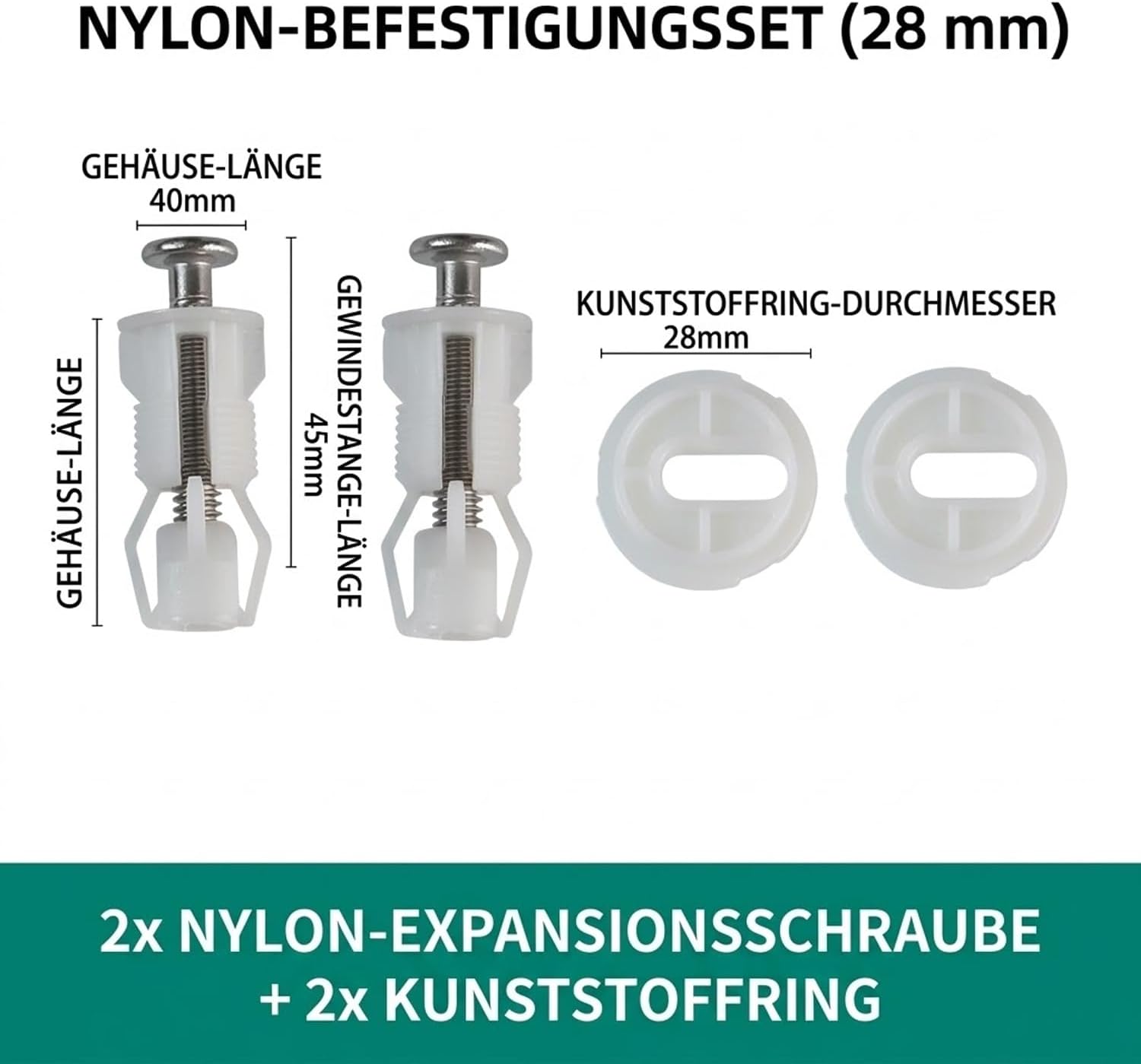 YOGAZEN Toilet Seat Attachment, Toilet Seat Replacement Parts, Expansion Screw for Toilet Seat Attachment, Toilet Mounting Set, Toilet Seat Fixed Screw, for Toilet Lid, with Plastic Buckle
