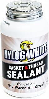 Refrigeration Technologies Viper Nylog White Gasket and Thread Sealant with Brush 4 oz RT202W 8 oz RT203W Sealant for Air Gas Water and Glycol (8 Oz, 1)