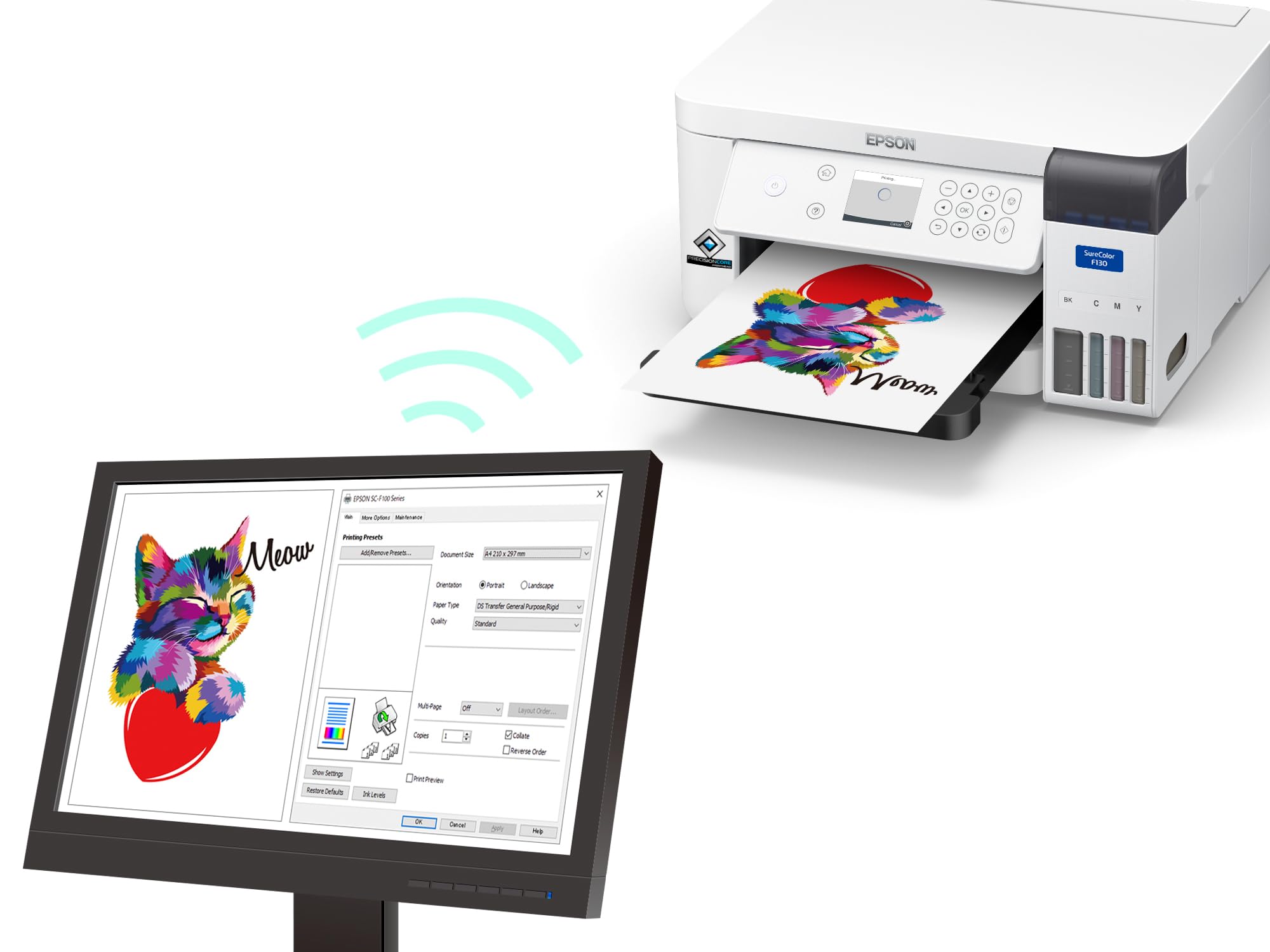 EPSON SC F100 - Imprimante a sublimation - A4 economique - Interface USB 2.0 - LAN - Wi-Fi