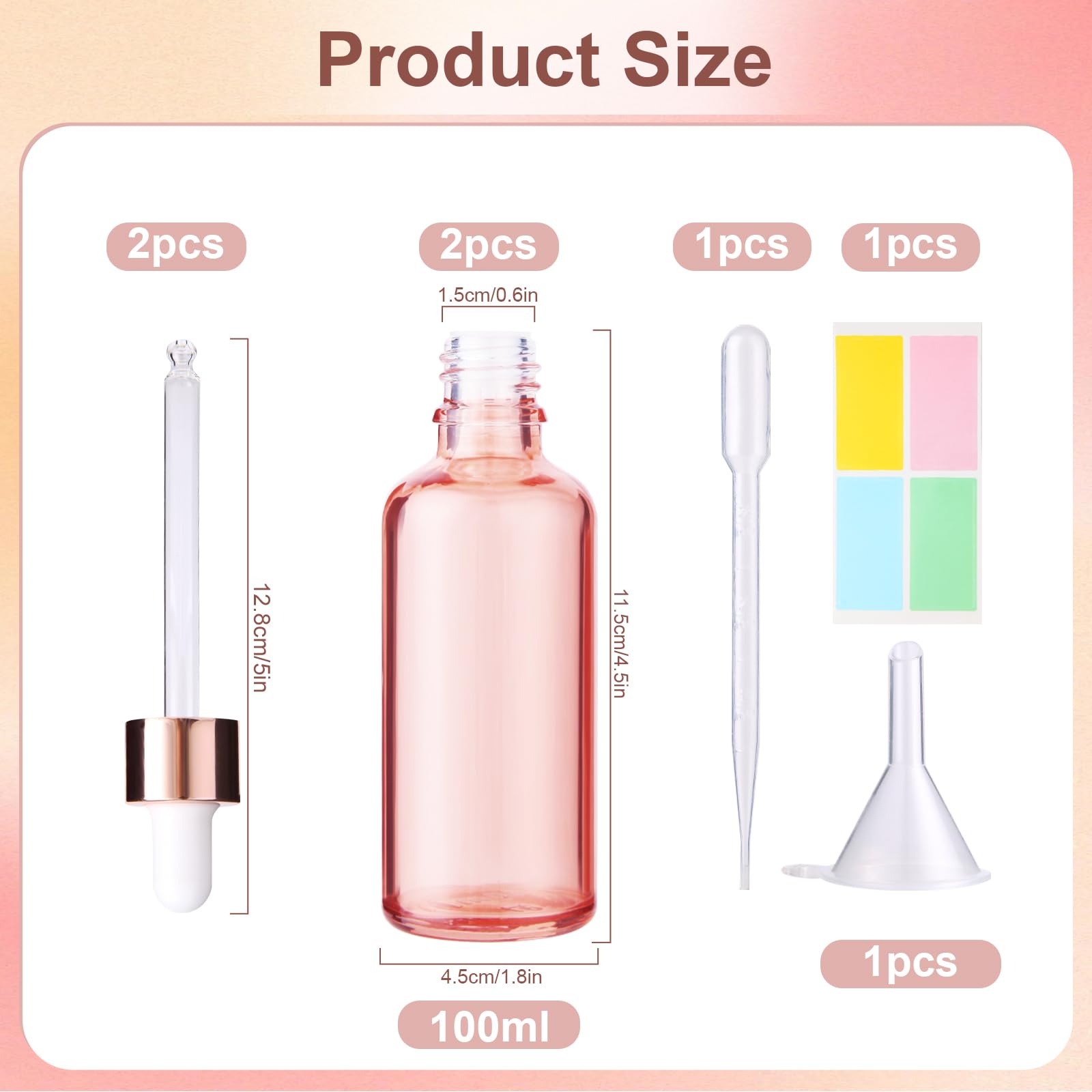 Flaconi Con Pipetta In Vetro Rosa - 50ml E 100ml Per Oli Essenziali, Profumi E Aromaterapia