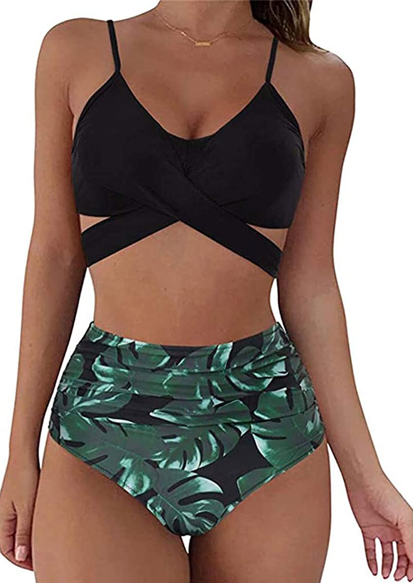 CheChuryBikini Mujer Conjuntos Brasileño Sexy Bikini de Play Acolchado Bra Traje de baño Tops y Braguitas Dos Piezas Bikini Sets Sexy Talla Grande Bañador Vacaciones Bikini para Mujeres Criss Cross
