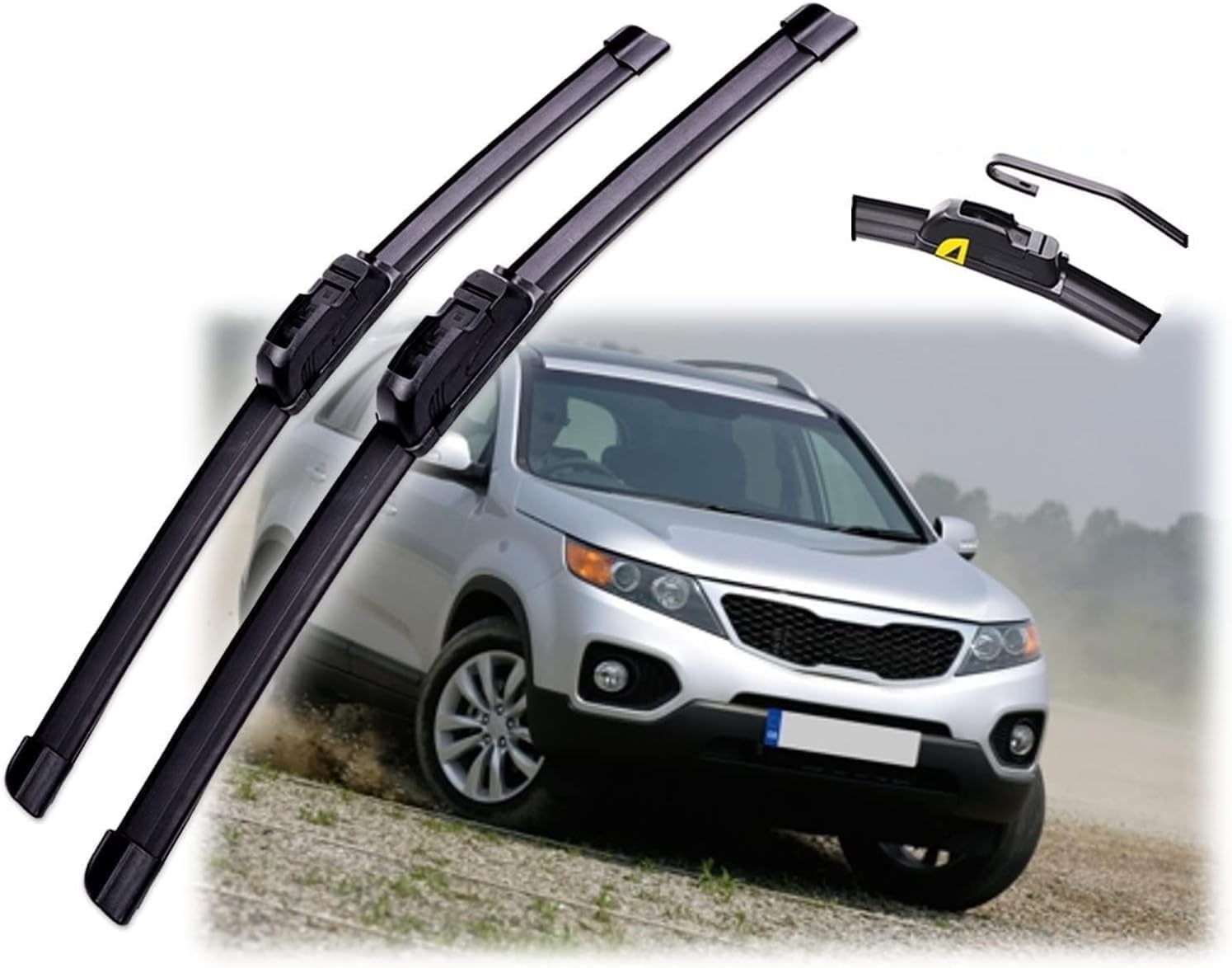 RESKIU Car Front Windshield Wiper Blade Set Replacement for Kia Sorento MK2 2010 2011 2012 2013 2014, All Season Windscreen Wipers Quiet Easy Installation