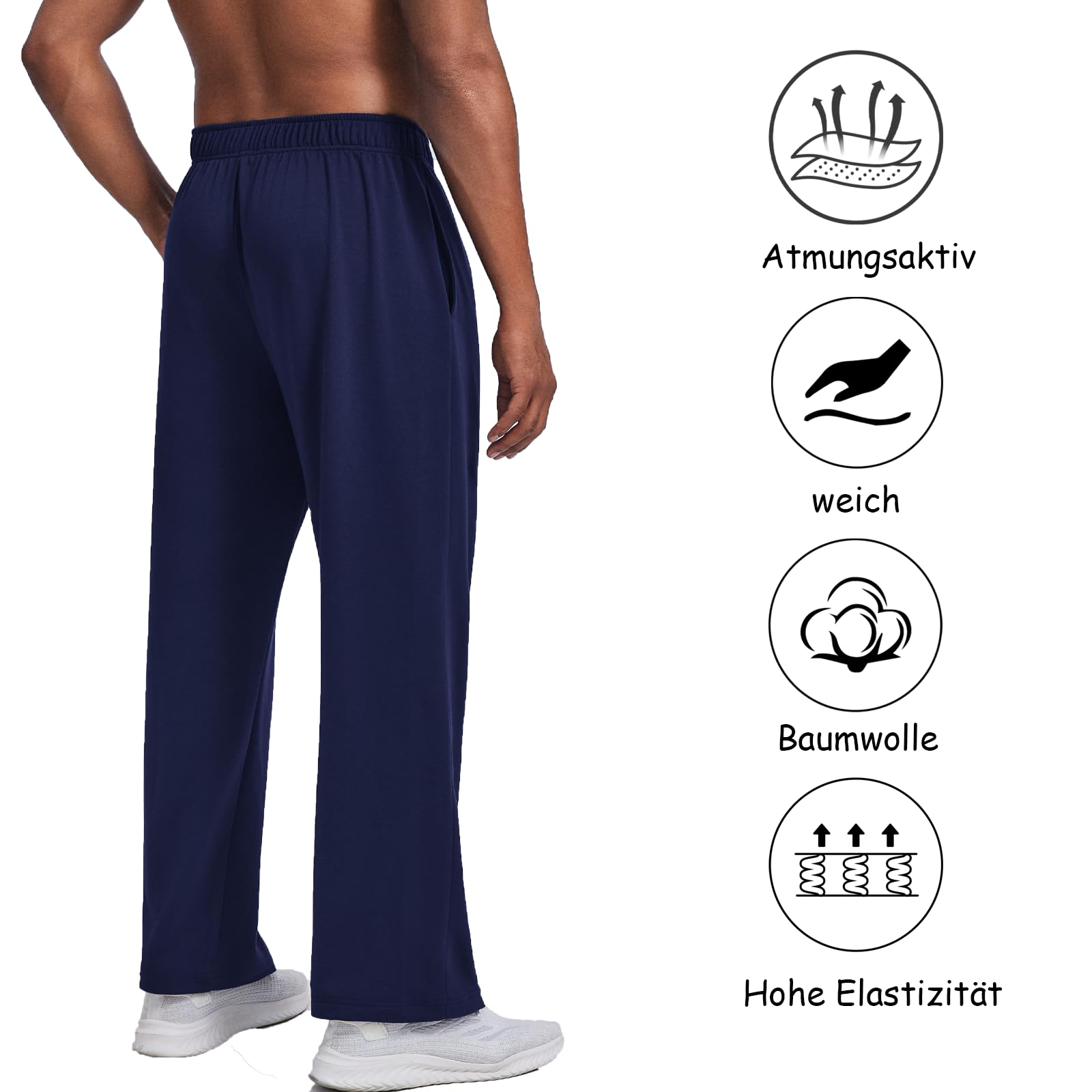 PINSPARK Pants da Recupero Pantaloni Sportivi Lunghi da Uomo con Cerniera Completa Pantaloni in Cotone strappabili Allenamento Larghi con Apertura Laterale e Tasche