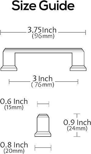 Miniatura 5 de Alzassbg Paquete de 10 tiradores de gabinete de latón cepillado, 3 pulgadas (2.992 in), manijas de gabinete doradas, accesorios de cocina para