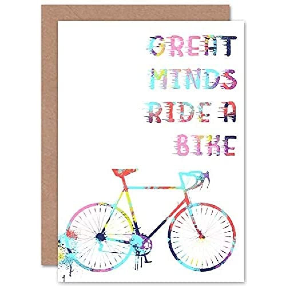 Bicycle Colourful Great Minds Ride Blank Greeting Card With Envelope